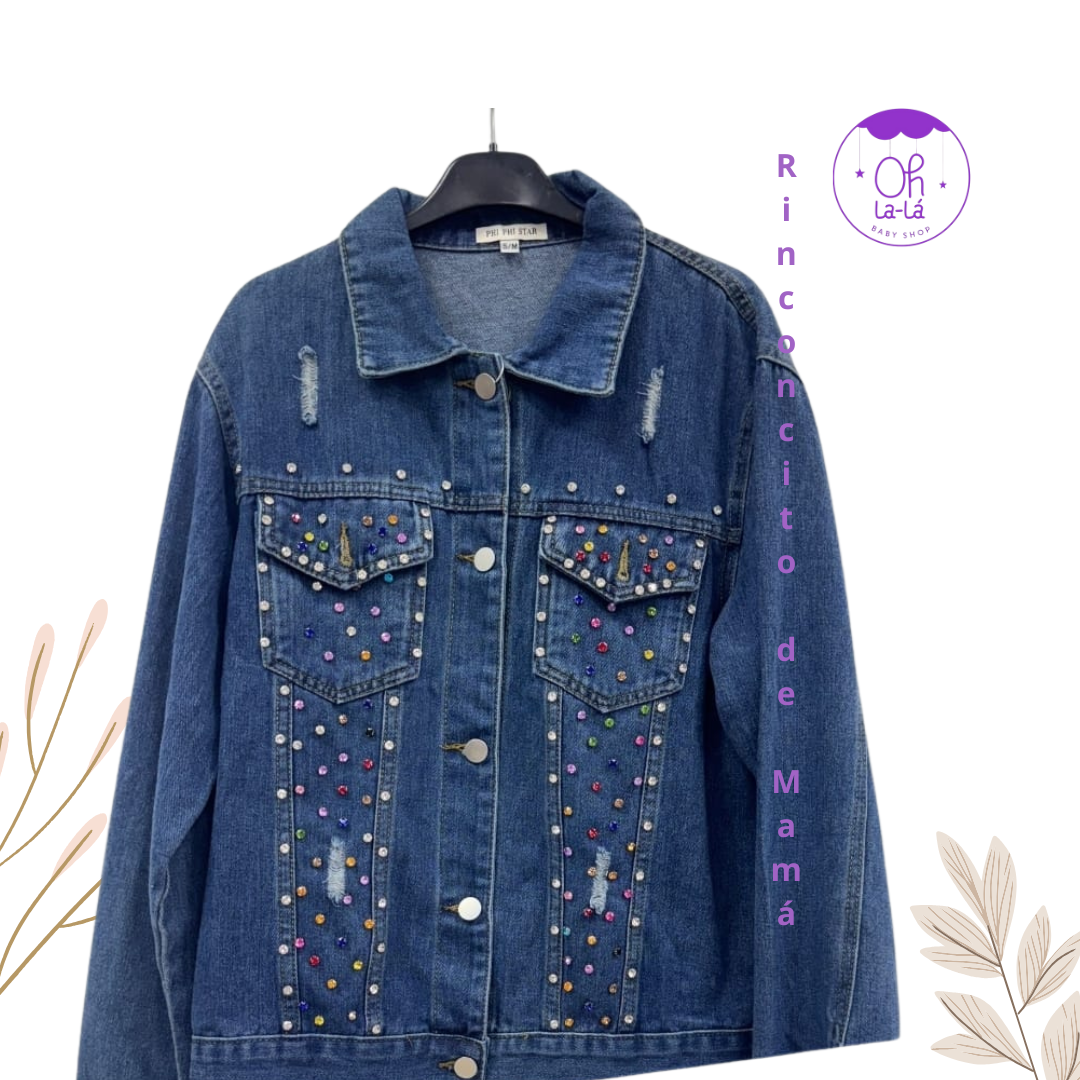 Chaqueta Vaquera con Joyas y Rotos | Talla S/M