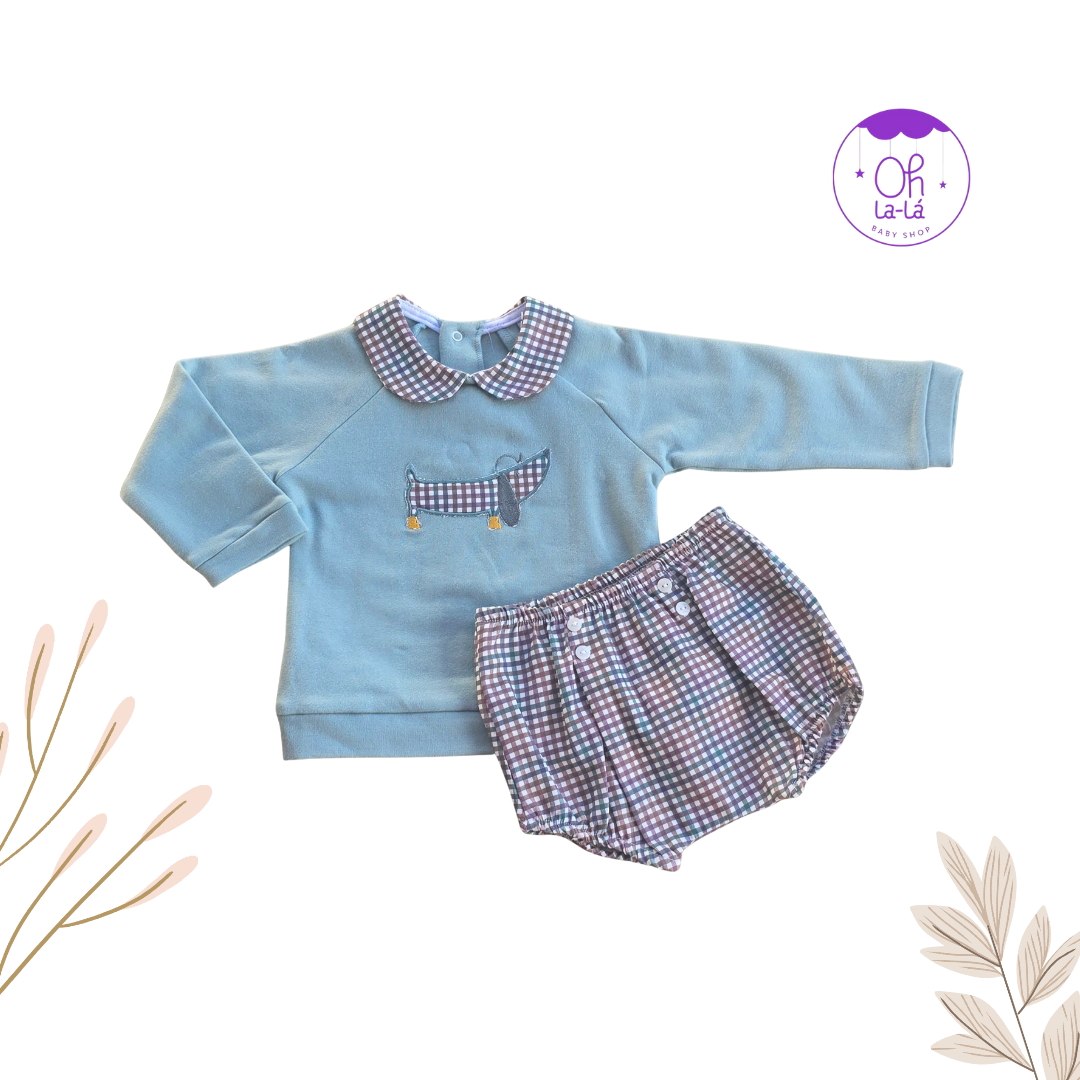 Conjunto de sudadera y cubrepañal salchicha