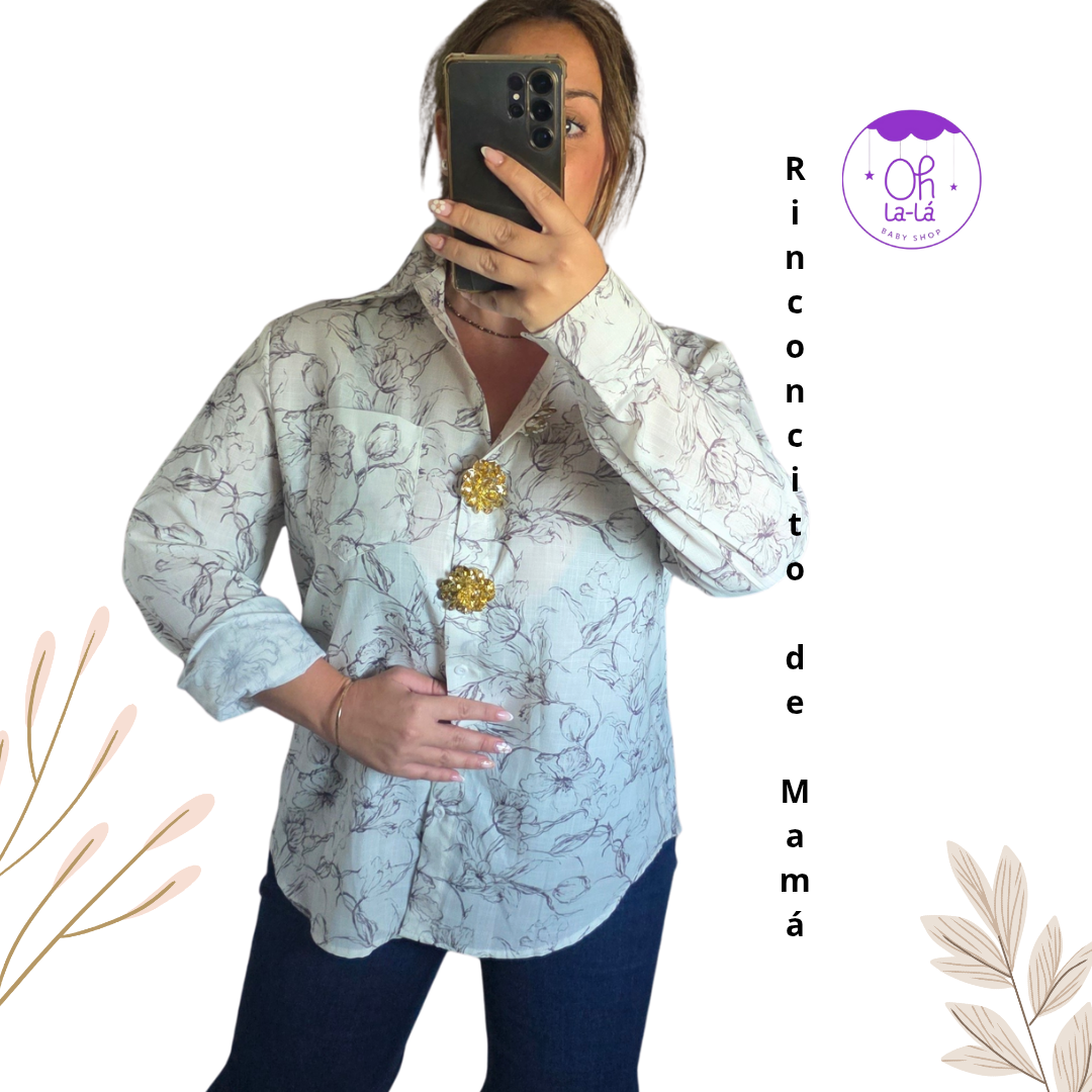Blusa Estampada Oversize con Botones | Rinconcito de Mamá