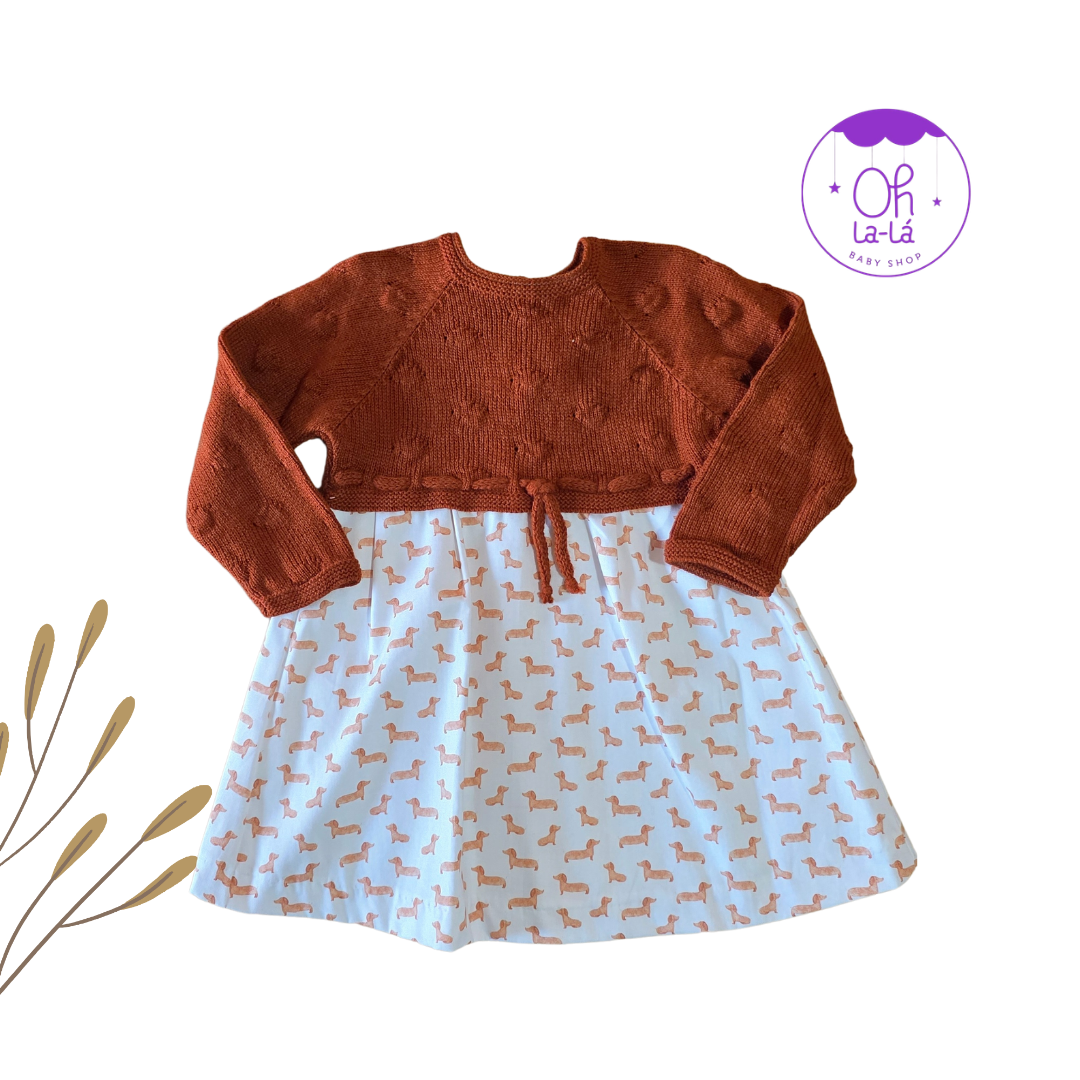 Vestido Perros Salchicha Lana y Tela