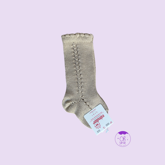 Calcetines Cóndor lisos con línea calada – Color camel – Tallas 0/3 a 36 meses