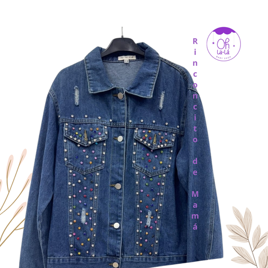 Chaqueta Vaquera con Joyas y Rotos | Talla S/M
